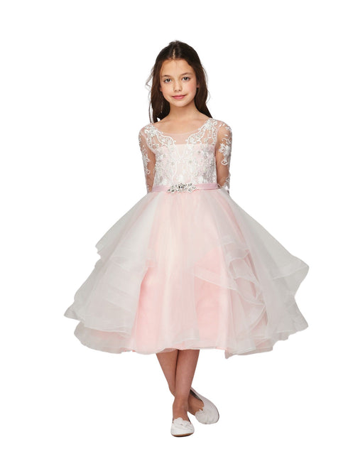 Girls Multi Color Lace Rhinestone Brooch Satin Ribbon Flower Girl Dress 2-16 - SophiasStyle.com